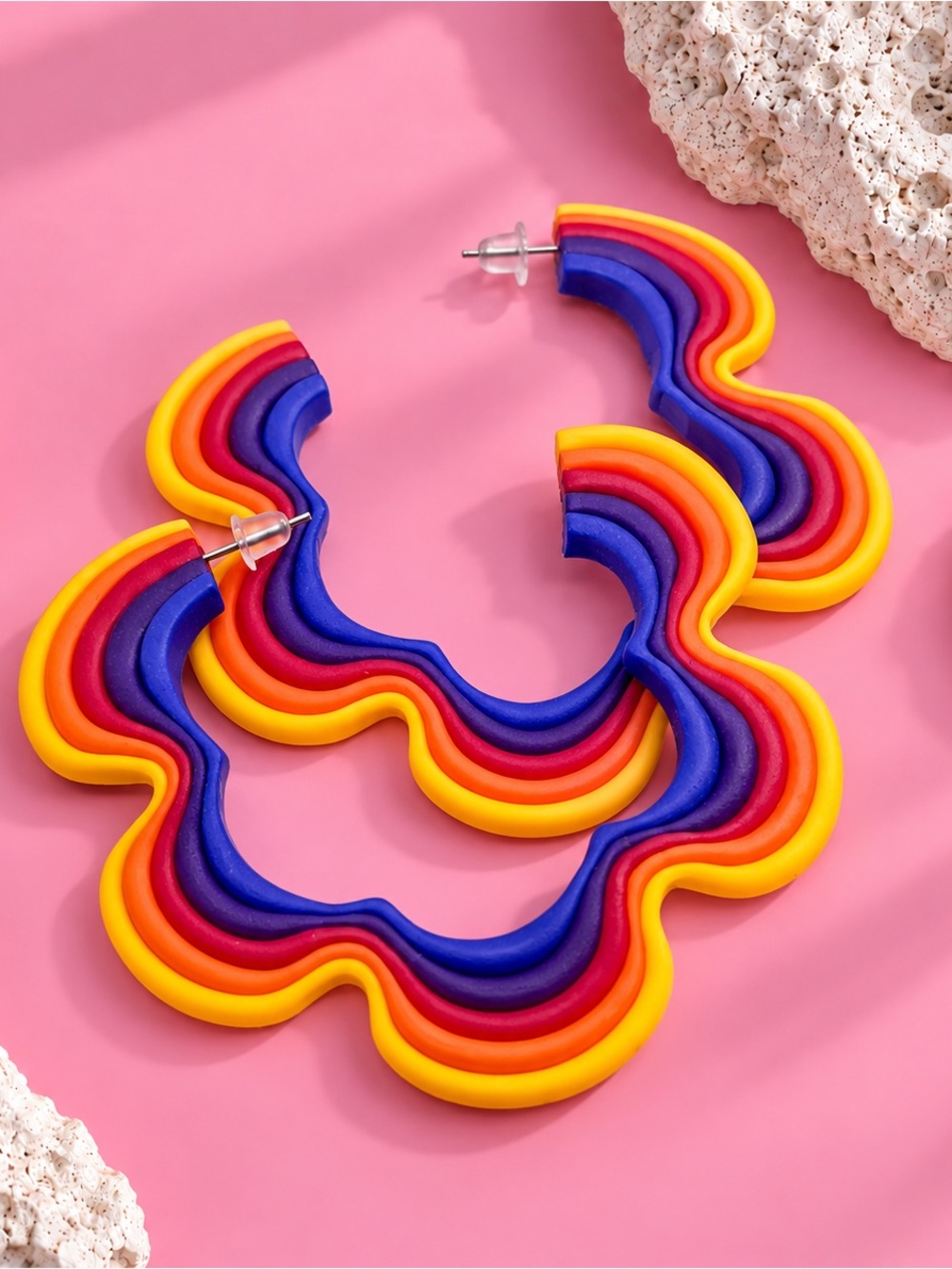 Flower Power — Retro — Handmade Hoop Earrings — Sunset Groove
